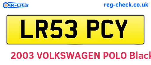 LR53PCY are the vehicle registration plates.