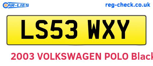 LS53WXY are the vehicle registration plates.