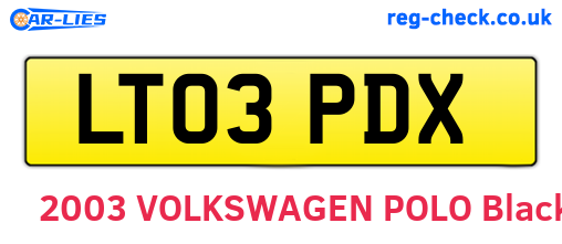 LT03PDX are the vehicle registration plates.