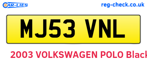 MJ53VNL are the vehicle registration plates.