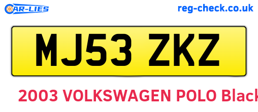 MJ53ZKZ are the vehicle registration plates.