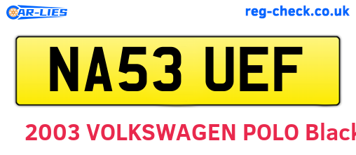 NA53UEF are the vehicle registration plates.