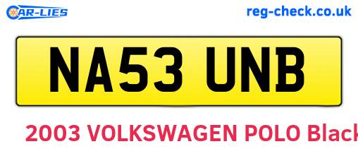 NA53UNB are the vehicle registration plates.