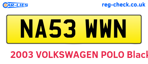 NA53WWN are the vehicle registration plates.