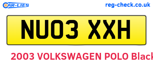 NU03XXH are the vehicle registration plates.