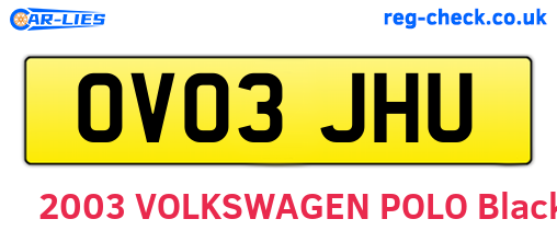 OV03JHU are the vehicle registration plates.