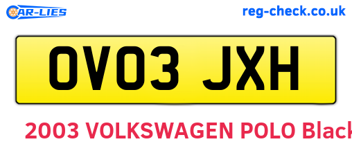OV03JXH are the vehicle registration plates.