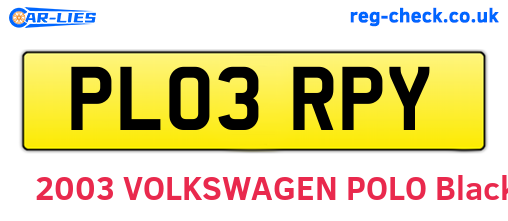PL03RPY are the vehicle registration plates.