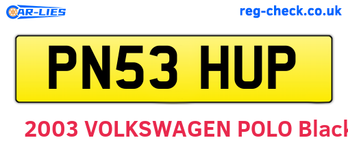 PN53HUP are the vehicle registration plates.
