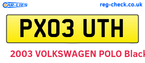 PX03UTH are the vehicle registration plates.