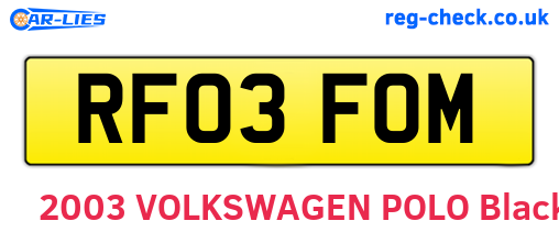 RF03FOM are the vehicle registration plates.