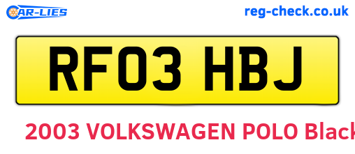 RF03HBJ are the vehicle registration plates.