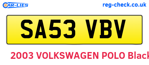 SA53VBV are the vehicle registration plates.