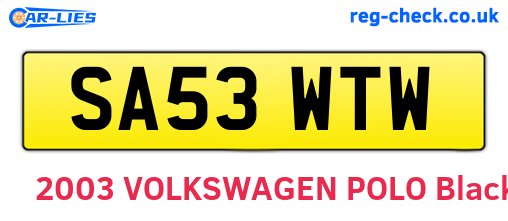 SA53WTW are the vehicle registration plates.