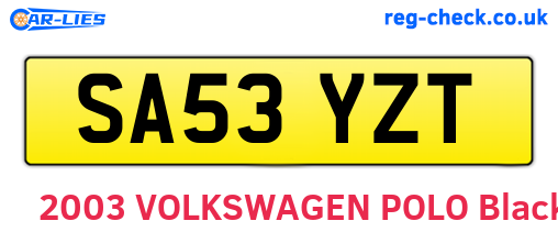 SA53YZT are the vehicle registration plates.