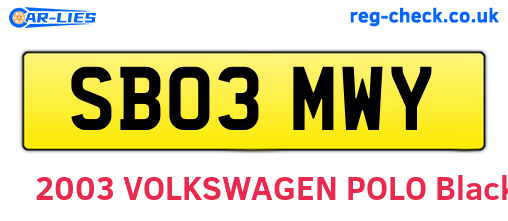 SB03MWY are the vehicle registration plates.
