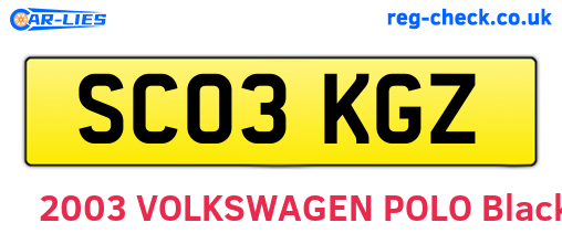 SC03KGZ are the vehicle registration plates.