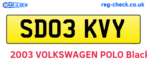 SD03KVY are the vehicle registration plates.