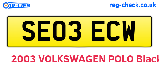 SE03ECW are the vehicle registration plates.