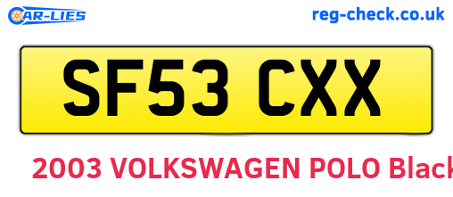 SF53CXX are the vehicle registration plates.