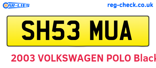 SH53MUA are the vehicle registration plates.