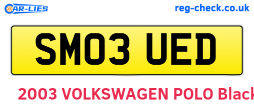SM03UED are the vehicle registration plates.