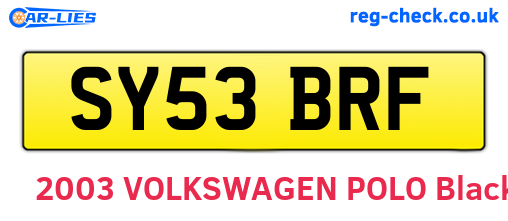 SY53BRF are the vehicle registration plates.