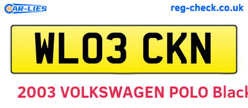 WL03CKN are the vehicle registration plates.