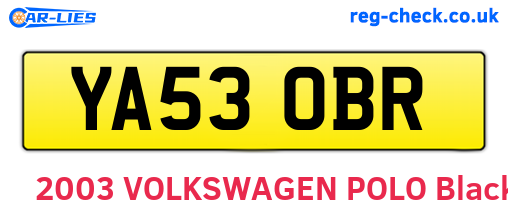 YA53OBR are the vehicle registration plates.
