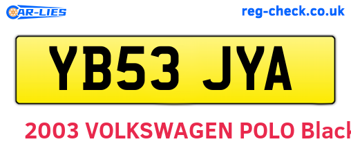 YB53JYA are the vehicle registration plates.