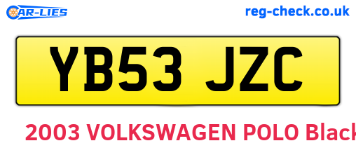 YB53JZC are the vehicle registration plates.