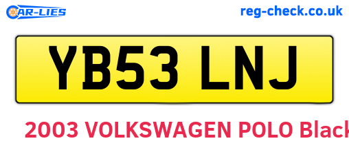YB53LNJ are the vehicle registration plates.