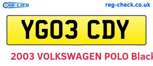 YG03CDY are the vehicle registration plates.