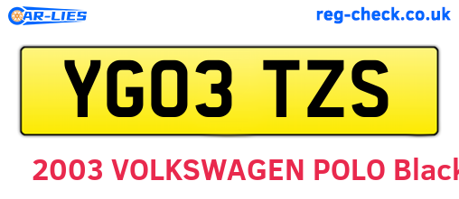 YG03TZS are the vehicle registration plates.