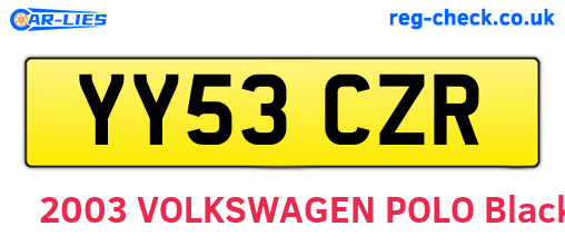 YY53CZR are the vehicle registration plates.