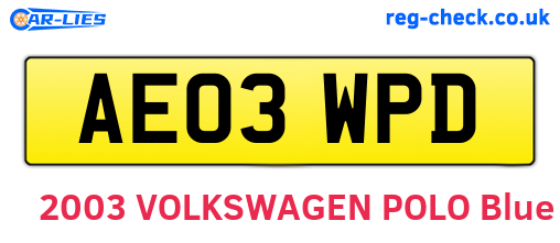 AE03WPD are the vehicle registration plates.