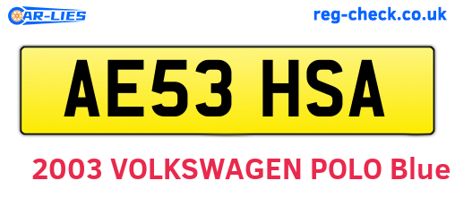 AE53HSA are the vehicle registration plates.