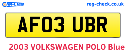 AF03UBR are the vehicle registration plates.