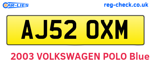 AJ52OXM are the vehicle registration plates.