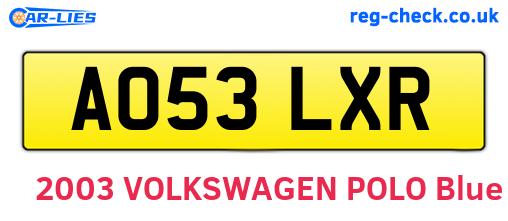 AO53LXR are the vehicle registration plates.
