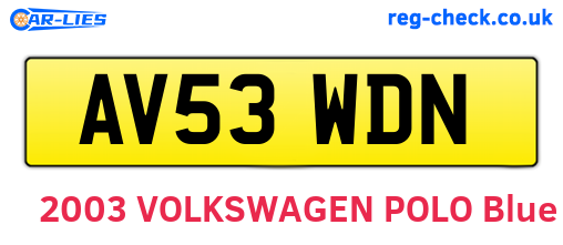AV53WDN are the vehicle registration plates.