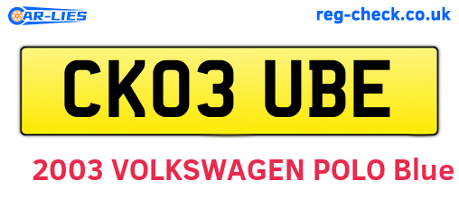 CK03UBE are the vehicle registration plates.