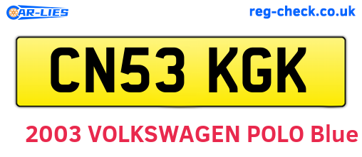 CN53KGK are the vehicle registration plates.