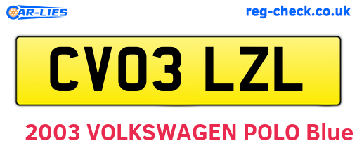 CV03LZL are the vehicle registration plates.