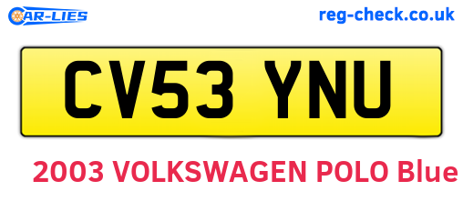 CV53YNU are the vehicle registration plates.