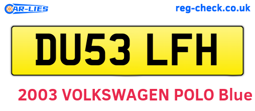 DU53LFH are the vehicle registration plates.