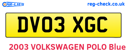 DV03XGC are the vehicle registration plates.