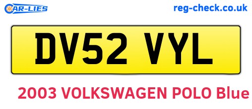 DV52VYL are the vehicle registration plates.