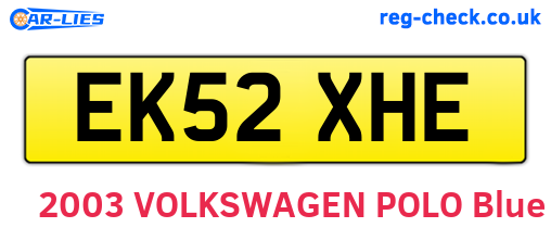 EK52XHE are the vehicle registration plates.