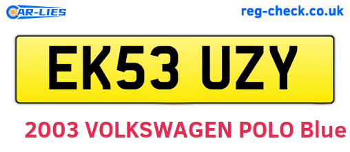 EK53UZY are the vehicle registration plates.